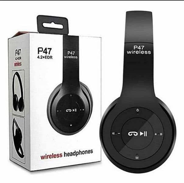 wireless stereo headphones, black 2