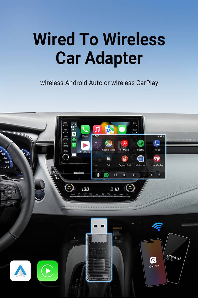 2024 2 in 1 Mini Wireless CarPlay Android Auto Adapte Car 0