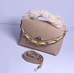 WOMENS CHUNKY CHAIN PURSE WITH FUR + FREE DELEVERY