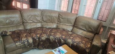 6 Seater Leather Recliner Sofa 0