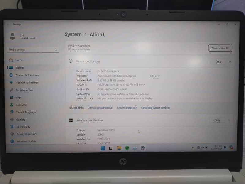 HP Laptop 14s 8GB Ram 256GB ssd  AMD Processor 8