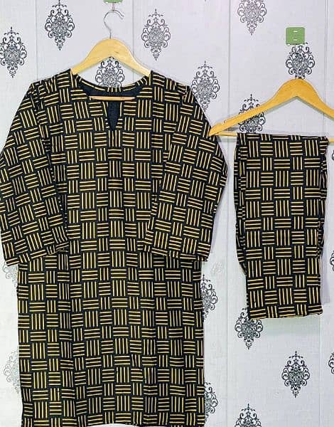 2 pcs women stitched linen suit 0