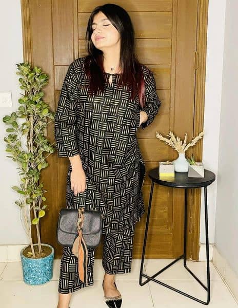 2 pcs women stitched linen suit 1