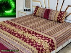 3 pcs crystal cotton printed double bedsheet