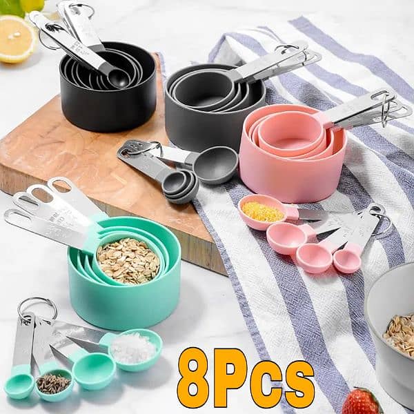 8PCS/Set Plastic Multi Purpose Measuring Cup Measuring Spoon 10