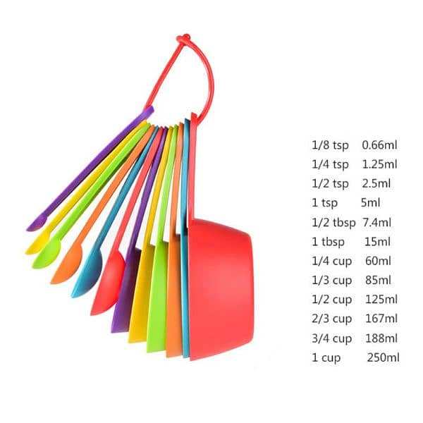 8PCS/Set Plastic Multi Purpose Measuring Cup Measuring Spoon 12