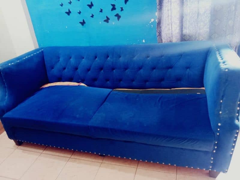 blue 5 seater sofa used for sale 3