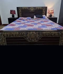 bed with two side tables and new mattres & dressing 0