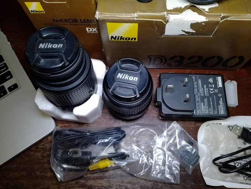 NIKON-D3200 WITH 2 LENSES 18-55 MM AND 55-200 MM WITH ORIGNAL BOX . 1