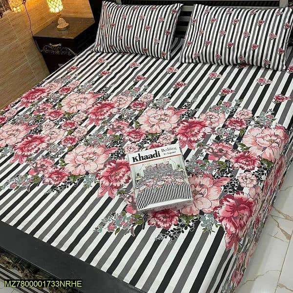 3pc crystal cotton printed double bedsheet free home delivery 0