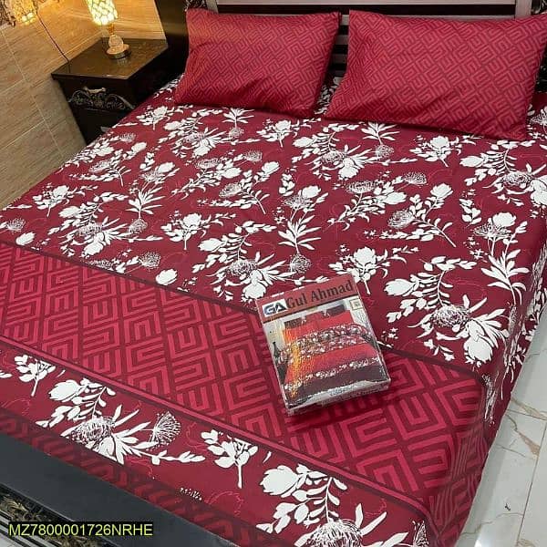 3pc crystal cotton printed double bedsheet free home delivery 4