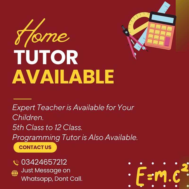 Home Tutor Available for Kids | Just whatsapp only 0