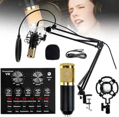 BM-800 Podcast Mic Set With V8S Live Sound Card,Condenser Microphone W