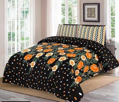 3 Pcs Cotton Printed Double Bedsheet