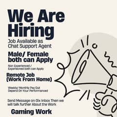 Hiring Chat support Agent (Gaming WORK) 0