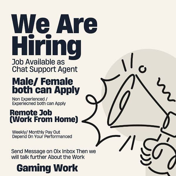 Hiring Chat support Agent (Gaming WORK) 0