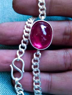 Chandi Bracelate in Anari yaqoot Stone