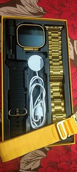 Gold SmartWatch G9 Ultra Pro Max with straps. 1