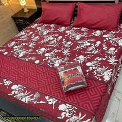 3pcs Cotton Salonica Printed Double Bedsheet