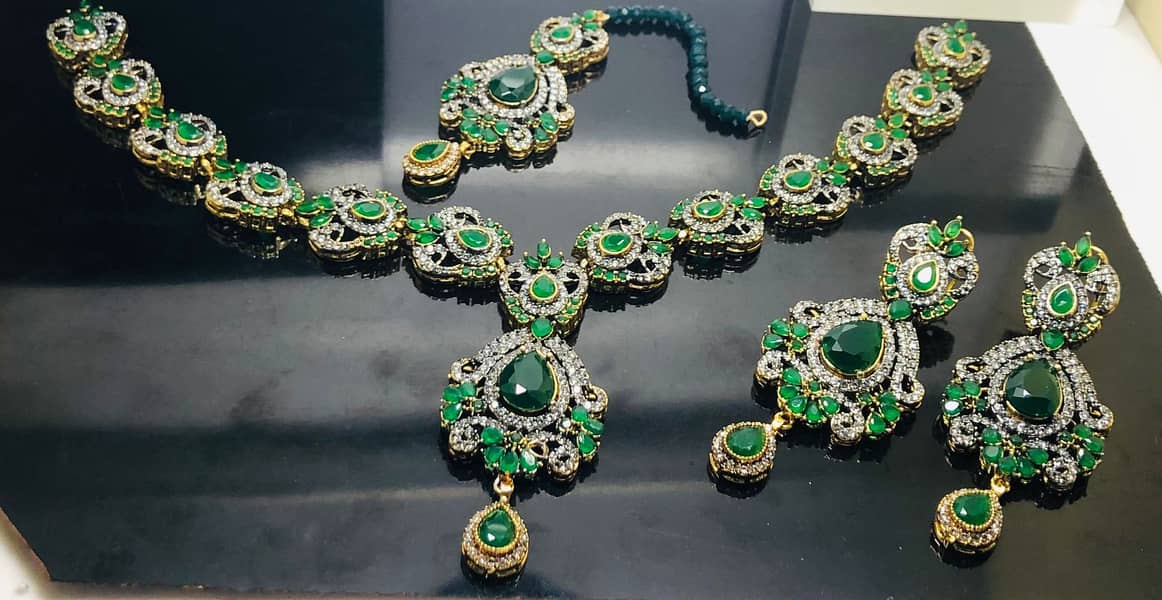 Gold Plated Party Wear Set with real Zircons - Very Fine Quality 2