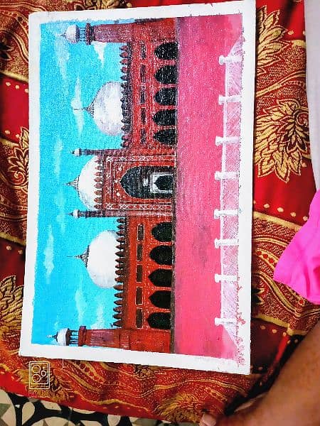 Badshahi Mosque Lahore painting of acrylic paint 3