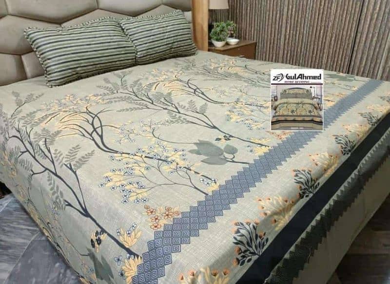 3 Piece Cotton Printed Double Bedsheets 0