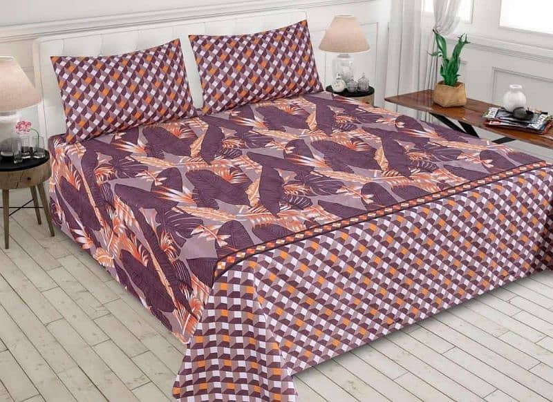 3 Piece Cotton Printed Double Bedsheets 12