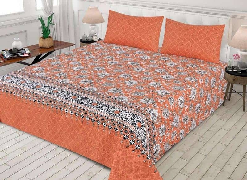 3 Piece Cotton Printed Double Bedsheets 19