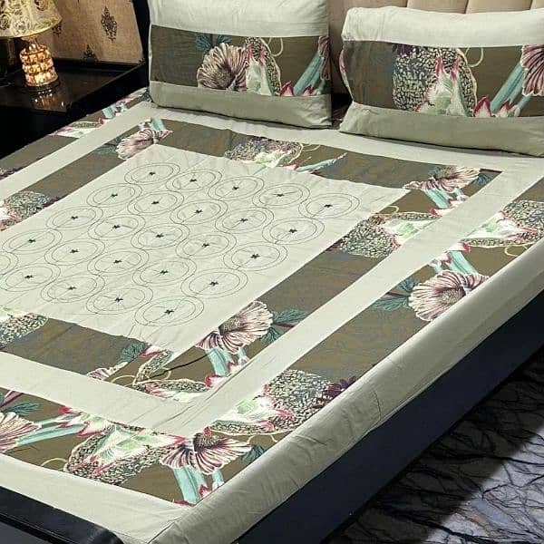 3 pcs cotton sotton patchwork double bedsheet 1