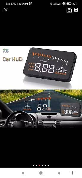 X5 OBD2 HUD Car Head Up Display 12V 3 Inch GPS Speedometer Digit 4