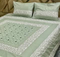 3 Pcs Cotton Sotton Printed King Size Bedsheet With Pillow Covers