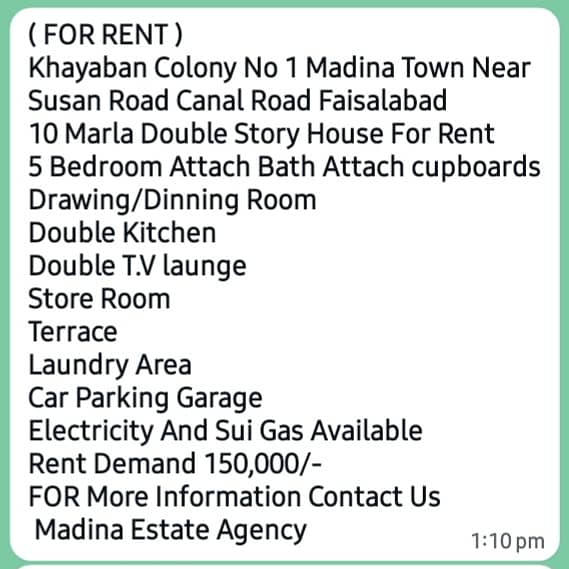 10 Marla Double Story House For Rent Khayyaban Colony No 1 Madina town Faisalabad 27