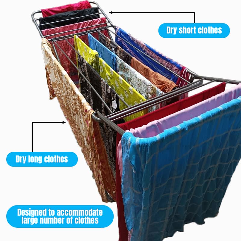 Foldable cloth drying stand laundry stand rack with thick rods 6