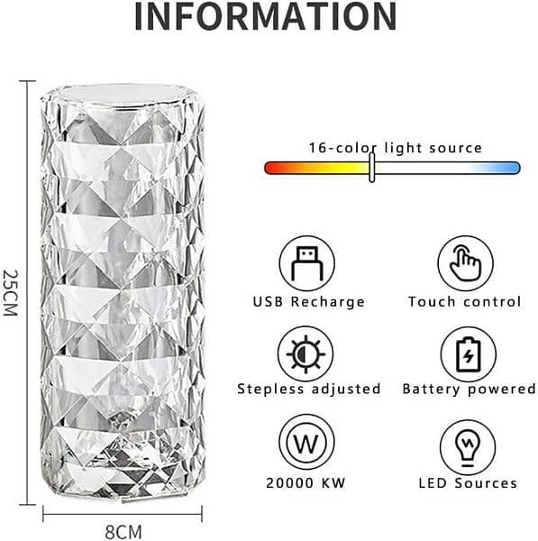 Rechargeable diamond crystal table lamp 3