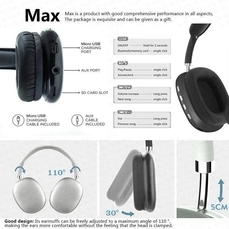 P9 WIRELESS HEADPHONES  (DELIVERY FREE) (03084531252) 4