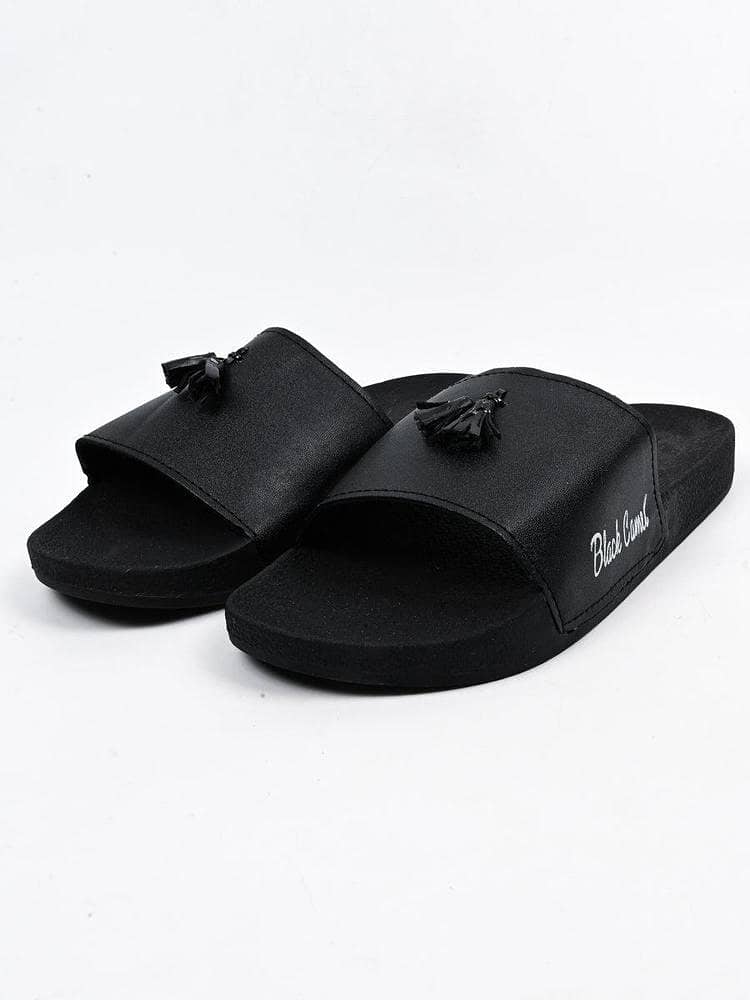 Black camel tassel slide slipper for men black 1