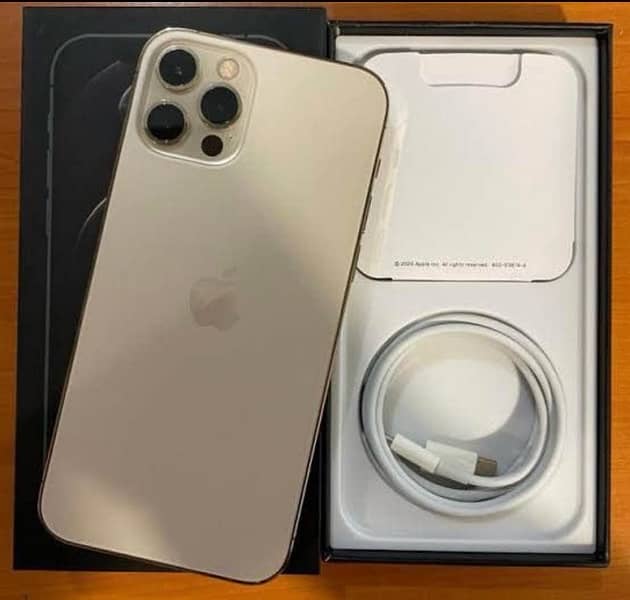 I phone 12 Pro Max Gold 128GB Water Pack with box & accessories 1