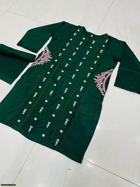 2pcs women ,s stitched embroidered linen suit 2