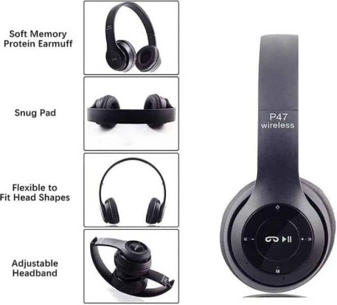 P47 Bluetooth Headphones Over Ear Foldable Headset For Gaming 3