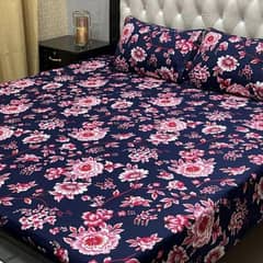 3 Pcs crystal cotton printed double bedsheets