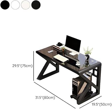 Modern Ergonomic Computer Desk with Black Z-Shaped Legs, Gaming Desk, 1