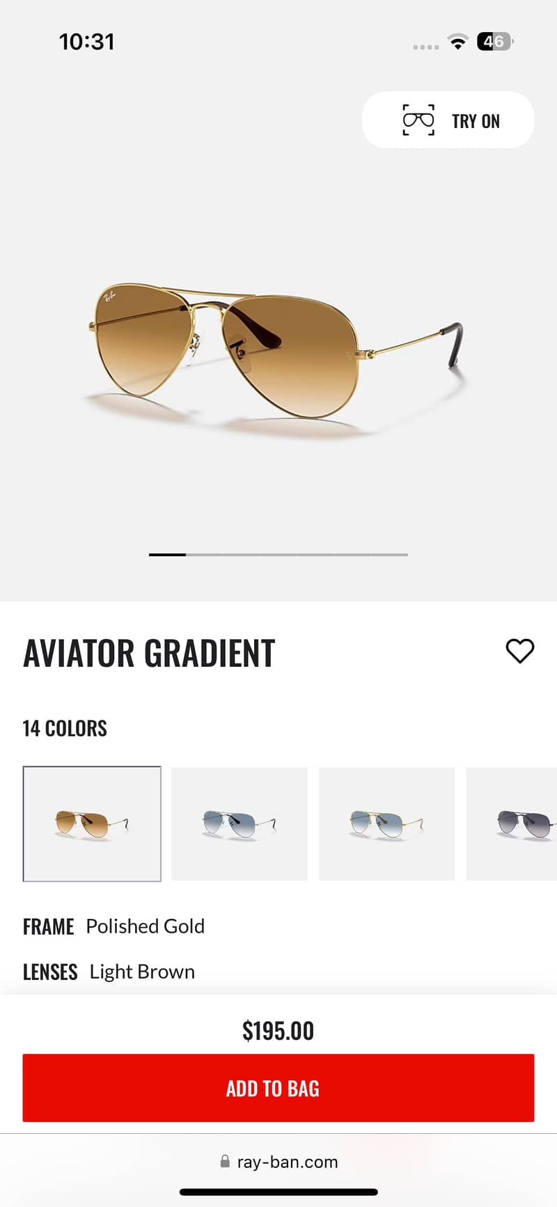 Ray- Ban Aviator Gradient Sunglasses 14