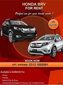 Honda BRV on rent with Driver