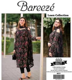 3 PC's women unstitched lawn Embroidered suit Delivery available