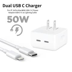 Iphone 14 Pro 2 Pin (us Pin) 50w Usb-c+c Power Adapter 0