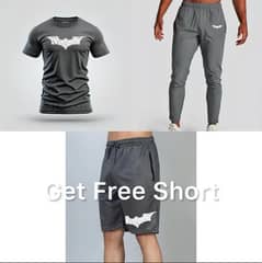 3 Pcs Men's Polyester Printed T-Shirt Shorts Tracksuit 0