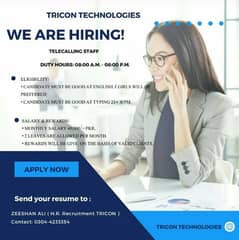 We  are hiring  Staff for tele-caling 0