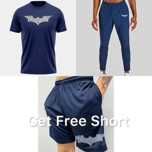 3 Pcs Men's Polyester Printed T-Shirt Shorts Tracksuit 5