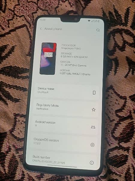 OnePlus 6 8/128 Pta Approve WHTSP 03060215239 3