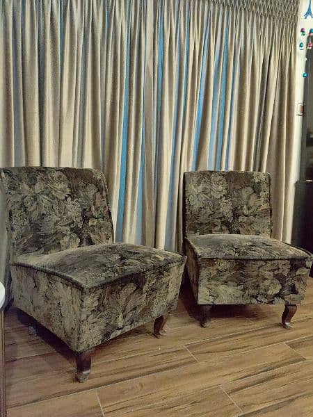 2 Pc ONE SEATER SOFA LEATHER VELVET 7